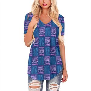 RTS kadın bluzlar ve t-shirt polinezya kabile giyim Samoan yeşil çiçekler baskı kadınlar için özel Polyester V boyun T shirt - Product Image 2