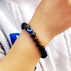 Hot Evil Eye Hommes <span class=keywords><strong>Protection</strong></span> Pierre Perlé Bracelet Double Couches <span class=keywords><strong>Oeil</strong></span> De Tigre Hématite Obsidienne Corde Wrap Bracelet Bijoux Faits À La Main - Product Image 4