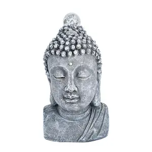 अनुकूलित राल बुद्ध सिर मूर्ति प्राचीन गृह सजावट सजावटी बौद्ध धर्म मूर्ति