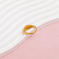 Bijoux Joolim, anneaux en acier inoxydable de haute qualité plaqués or PVD, anneaux ovales de style signet pour femmes