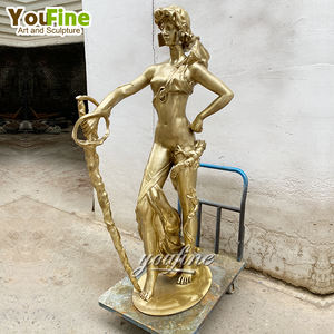 Sculpture de femme nue tenant une épée en bronze métallique, décoration intérieure et extérieure moderne grandeur nature - Product Image 5