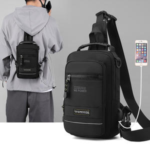 We Power Men's Chest <b>Bag</b> <b>Nylon</b> <b>Crossbody</b> <b>Bag</b> With Usb Port For Outdoor Travel Leisure Black - Product Image 1