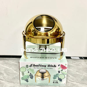 Modern paslanmaz gıda ısıtıcısı büfe servis ekipmanları Catering 6l altın yuvarlak alkol soba reşo çanak isıtıcı satılık - Product Image 3