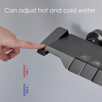 Système de Douche Complet et Moderne pour Salle de Bain, Fixation Murale, Effet Pluie, en Laiton, avec Mitigeur, Modèle Piano