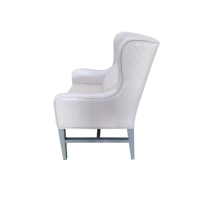 Fauteuil individuel de luxe et de détente, blanc, à dossier haut et accoudoirs, en similicuir PU rembourré, pour hall d'hôtel et projets de villas