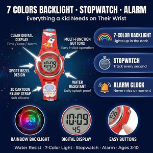 Montre électronique numérique colorée pour enfants, montre créative en PVC de dessin animé pour garçons et filles - Product Image 2