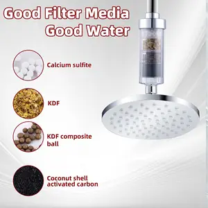 New Design High Pressure Rain Shower Head With 4-Stage Shower Filter To Filter Water And 6 Inch Shower Set
