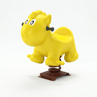 Cheval à bascule en forme de dessin animé pour enfants - Construction durable en acier et PVC pour une utilisation en extérieur sur les terrains de jeux