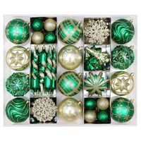 Ventes chaudes - Ensemble de 67 boules de Noël en plastique incassable avec cordons de suspension, bleu et or, pour la décoration de mariage et de la maison