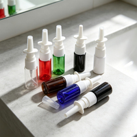 Botol semprot plastik PET berwarna 5ml 10ml 20ml 30ml 50ml, penyemprot hidung kecil, botol semprot plastik kabut halus dengan ujung lurus.