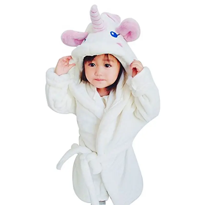 CVS 부드러운 따뜻한 아늑한 귀여운 어린이 소년 소녀 잠옷 100% 폴리 에스터 플란넬 키즈 목욕 가운 Enfant 잠옷 유니콘 까마귀 목욕 가운