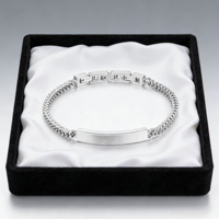 Bracelet en acier inoxydable argenté de mode en gros, chaîne cubaine avec gravure de nom personnalisée pour hommes et femmes, usage quotidien/affaires