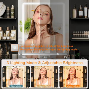 LED specchio illuminato presa di corrente angolo moderno makeage tavolo con cassetti scaffali aperti toletta camera da letto make Room - Product Image 5