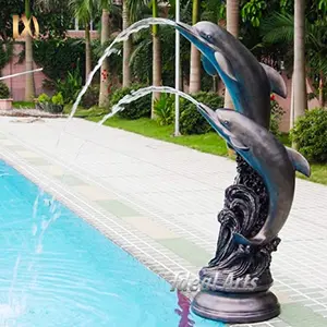 Decoración de jardín al aire libre Fundición Tamaño real Metal Bronce Delfín Fuente Escultura para piscinas