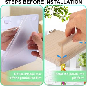 Ahşap Oyun Alanı Kuş Tüneği Platformu Kuş Oyuncakları, Kuş Aynası, Tırmanma Merdiveni, Salıncak, Muhabbet Kuşu Kafesi Aksesuarları - Kuşlar için - Product Image 3