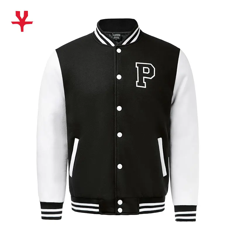 % 100% pamuk sonbahar rahat özel Logo nakış spor bombacı palto erkekler koleji beyzbol ceket kolej ceketi