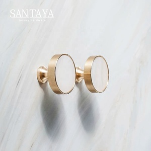 Santaya Brushed Brass Handles Kitchen Cabinet Pulls Bedroom Wardrobe Drawer <strong>Knobs</strong> Furniture Crystal Handle - Product Image 5