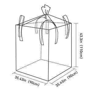 Huamaohengchun 35"L X 35"W X 43"H, 2200lbs Swl, Bolsa de Polipropileno Tejido con Fondo Plano y Abertura Grande - Product Image 2