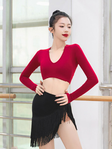 Top de baile latino negro sexy sin espalda, de manga larga con tirantes, para salón de baile, jazz, <span class=keywords><strong>salsa</strong></span>, ropa de baile, disfraz de actuación para <span class=keywords><strong>mujer</strong></span> - Product Image 5