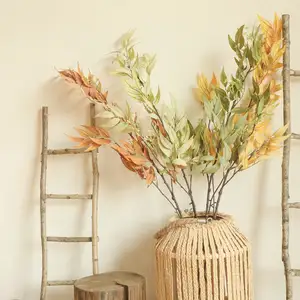 A-1525 wholesale wedding home decorative flower faux bamboo leaf branch artificial bamboo leaves artificial