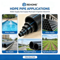 Tuyau d'alimentation en eau HDPE résistant aux hautes pressions PE100 SDR11 PN16 DN25 DN32 DN250 DN315 pour réseau d'eau potable municipal