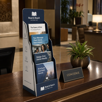 Support de brochure en carton gris personnalisé avec poche inclinée pour affiches, dépliants, expositions et présentoirs de comptoir de hall d'hôtel