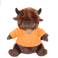 Peluche Highland Cow en gros, brodée, marron et rose, mignonne, anti-stress, super douce, 25 cm