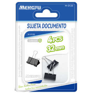 Mengfu M-0120, 4 Piezas, Clips Negros de 32 mm, Pinza Magnética Resistente para Uso en Oficina y Escuela, Hecho en China - Product Image 1