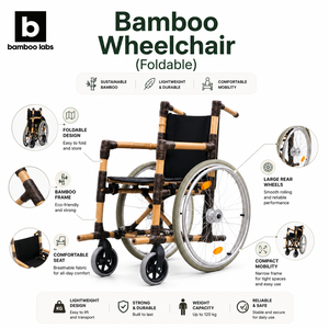 Silla de Ruedas Plegable de Bambú, Manual, Ligera, Portátil, Ecológica, Ayuda para la Movilidad de Personas Mayores y con Discapacidad, Suministro al por Mayor, 120 kg - Product Image 2