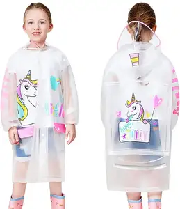 Kids Waterproof Raincoat Jacket Poncho for Girls and Boys Cartoon-Design Toddler Rainwear for Hiking and Outdoor Activities