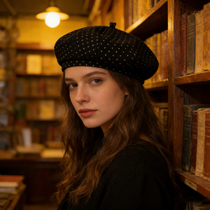 Béret Chic et Élégant à Pois pour Femme – Collection Printemps/Automne Décontractée – Chapeau <span class=keywords><strong>Citrouille</strong></span> Octogonal d'Inspiration Rétro Artistique pour la Plage - Product Image 6