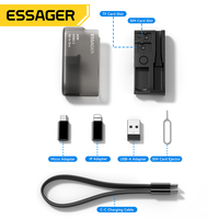 Boîte de rangement multifonctionnelle ESSAGER ES-OTG40 6 en 1, ensemble de câbles de charge et de données 60W avec adaptateur USB Type C Micro, fente pour carte et support