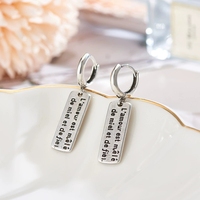 Anting Perak S925 EK68 Model Lingkaran Sederhana Bergaya Vintage Minimalis dengan Desain Huruf Panjang, Serbaguna dan Stylish.