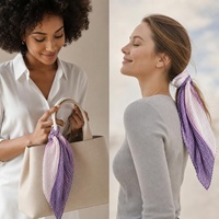 Écharpe légère en soie artificielle froissée à motif écossais dégradé, violet rose, pour femme, châle de mode, foulard décoratif, séchage rapide