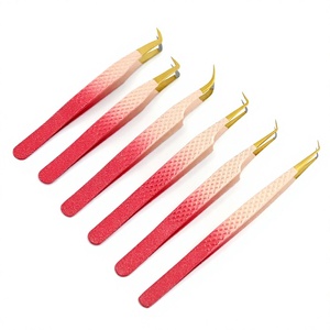 Pince à cils à pointe de fibre Pince à épiler d'isolation incurvée Volume Extensions de cils applicateur pour cils Pince à épiler à démarrage méga volume - Product Image 1