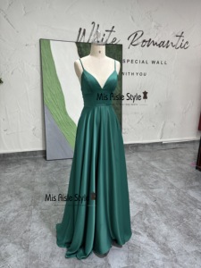 Sexy Slit <strong>Teenagers</strong> Spaghetti Strap Natural Waistline Sheath Floor-Length Vintage V-neck Backless Criss-cross <strong>Prom</strong> <strong>Dress</strong> - Product Image 2