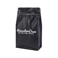 Sachet carré personnalisé 250g 12oz noir imprimé anti-odeur, qualité alimentaire, fond plat, pour aliments pour animaux, en aluminium laminé avec fermeture éclair