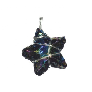 Aura Star Shaped Stone <b>Wire</b> Wrapped Pendant Healing Stone <b>Crafts</b> - Product Image 1