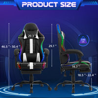 Chaise de jeu AJUNION avec repose-pieds, massage lombaire, chaise de jeu pour ordinateur, hauteur réglable, chaise de jeu de bureau, contrôleur USB RVB