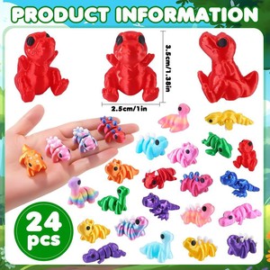 Figuras de Dinosaurios de Plástico Coloridas, Colección de Animales de Dibujos Animados, Juego de 24 Piezas para Niños, Juguetes Articulados - Product Image 3