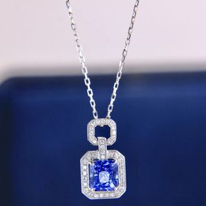 Collier pendentif Xinfly en or 18 carats avec diamant naturel de 0,1 ct et saphir du Sri Lanka de 1,12 ct, chaîne en or Au750, style classique, cadeaux de fiançailles - Product Image 1