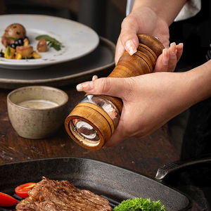 Molinillo Manual de pimienta, molinillo de sal de madera, núcleo de cerámica acrílica, recién molido, molido de condimentos - Product Image 4