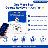 Xansee Carte de commentaires Google 2-en-1 avec NFC et code QR, panneau de rétroaction sans contact, étanche IP66 pour bureaux d'accueil/tables d'entreprise