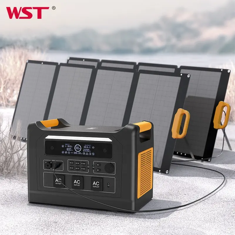 Wst công suất cao dẫn ánh sáng đầu ra không dây cầm tay 1400W năng lượng mặt trời sạc khẩn cấp cung cấp điện Trạm điện