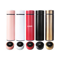 Termo Inteligente Digital de 500 ml de Acero Inoxidable, Botella de Agua con Pantalla LED de Temperatura Inteligente y Filtro para Té