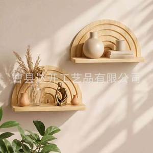 Wooden Arched <b>Wall</b> <b>Shelf</b> Geometric Shape <b>Wall</b> <b>Mounted</b> Floating Display Rack For Living Room Flower Stand Storage - Product Image 1