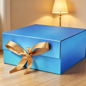 Gradient <b>Magnetic</b> Rigid <b>Gift</b> <b>Box</b> with Gold Satin Ribbon Wholesale Foldable Paper Packaging <b>Box</b> for Present - Product Image 3