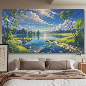 Toile murale moderne et écologique avec paysage d'anime de Hayao <span class=keywords><strong>Miyazaki</strong></span>, impression numérique pour la décoration de la chambre à coucher, du salon, du dortoir - Product Image 4