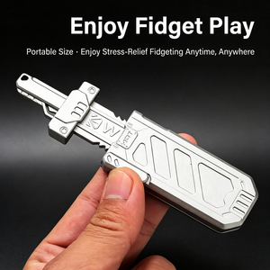 Tarjeta Antiestrés de Metal Negro con Diseño de Espada Dividida, Juguete EDC para Escritorio, Tarjeta de Juego Fidget para Adultos - Product Image 3