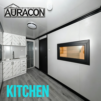 AURACON Maison conteneur préfabriquée extensible à double aile de 20 pieds pour hôtels de jardin, 2 chambres, maison modulaire, salons, étanche